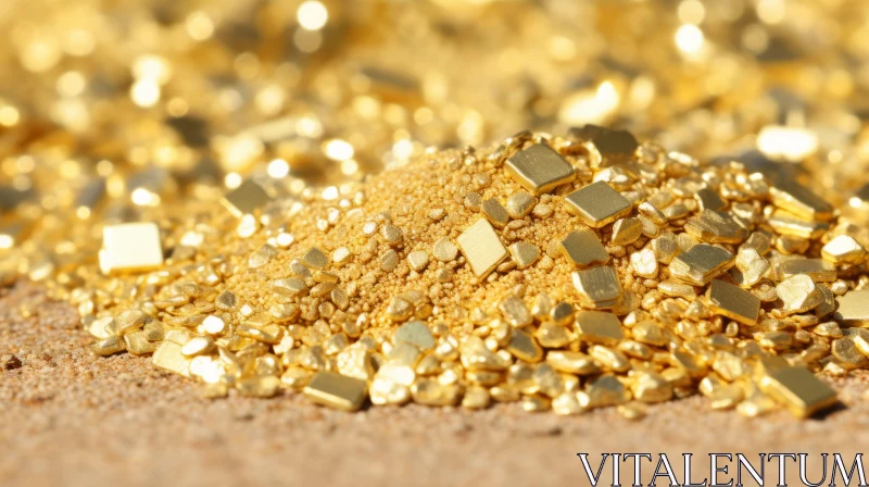 AI ART Gold Nugget Pile on Sand - Impressive Texture