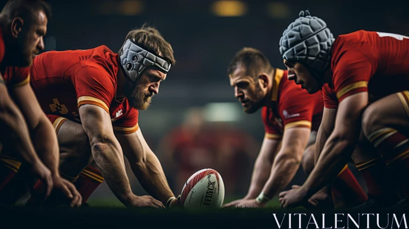 Intense Rugby Match Preparation AI Image