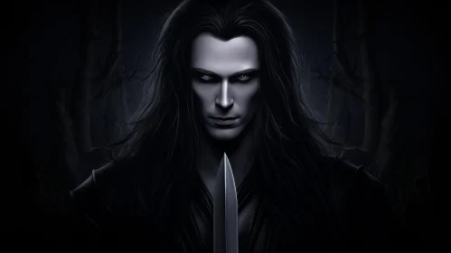 Male Vampire Portrait in Dark Forest
