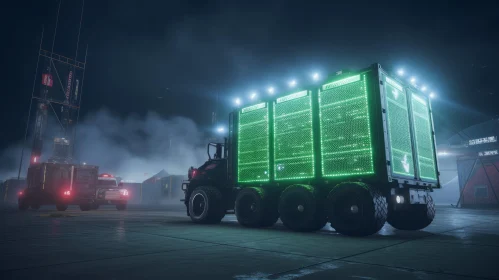 Powerful Futuristic Truck in Dark Setting