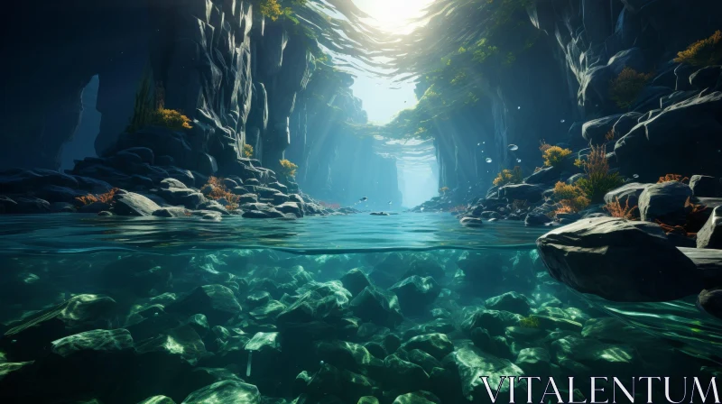 Tranquil Underwater River Scene AI Image