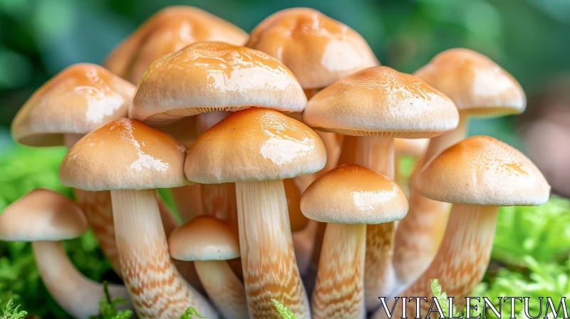 Wild Mushroom Cluster in Forest - Natural Beauty Captured AI Image