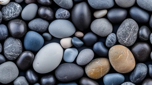 Close-Up Smooth Water-Worn Stone Pile