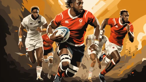 Exciting Rugby Match Illustration