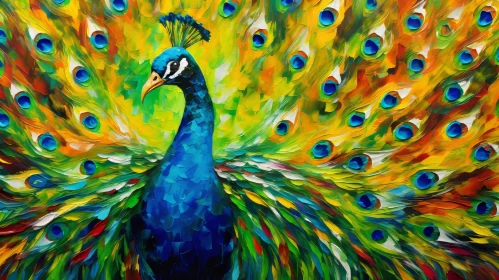 Exquisite Peacock Painting - Colorful Realism