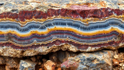 Intricate Layers of Colorful Sedimentary Rock