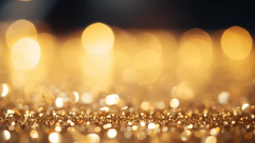 Luxurious Gold Glitter Pile with Warm Lights Background