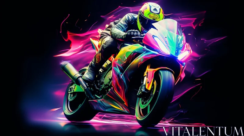 Man Riding Motorcycle - Digital Painting AI Image