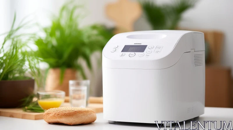 Modern White Bread Maker in Kitchen AI Image