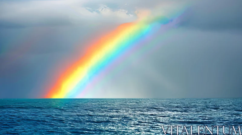 Rainbow Over Ocean: Hopeful and Colorful Display of Nature AI Image