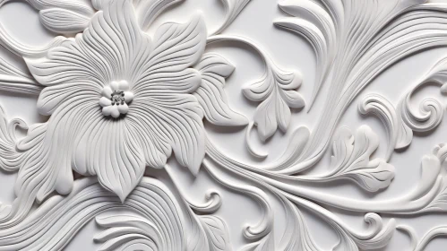 White Floral Bas-Relief Artwork