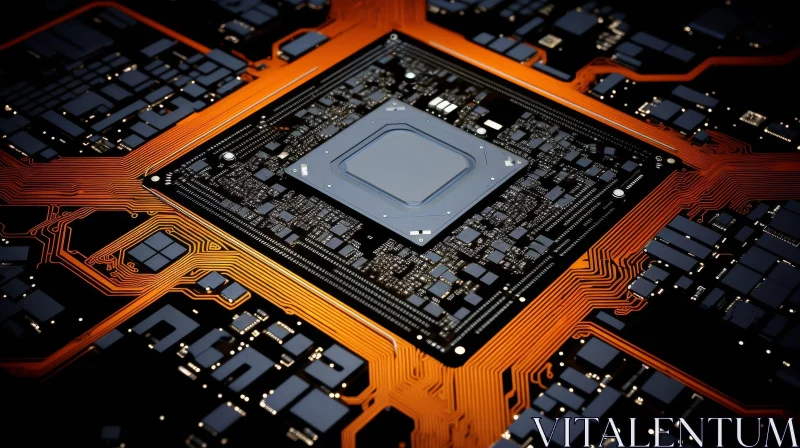 Computer Circuit Board Close-Up AI Image