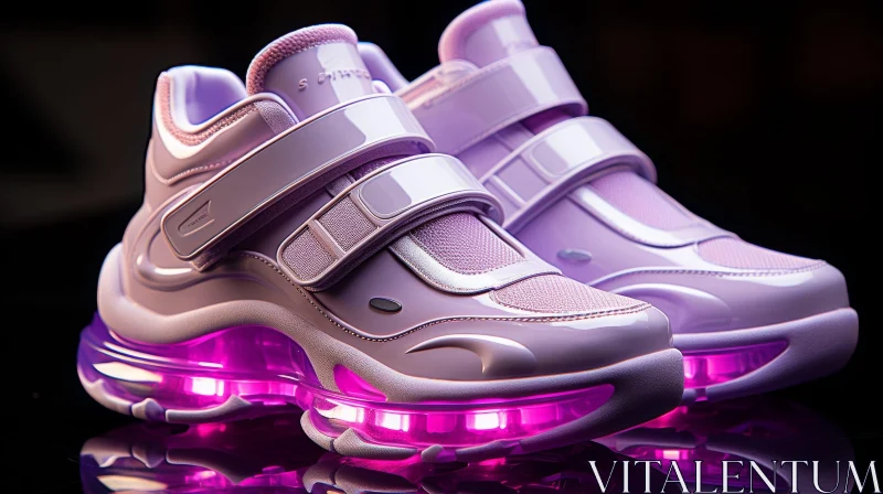 AI ART Futuristic Purple Sneakers with Pink Lights