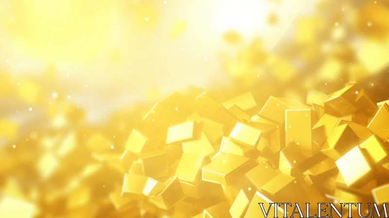 Shimmering Gold Cubes: 3D Metallic Composition AI Image