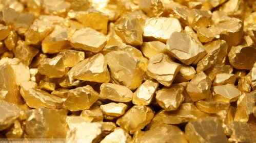 Shiny Gold Nuggets on Dark Background