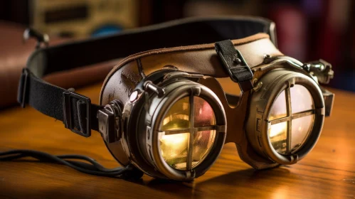 Steampunk Leather and Metal Goggles Close-up