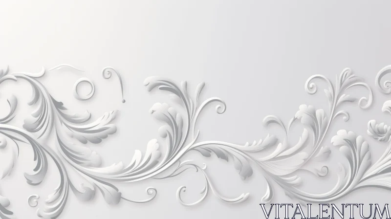 White Floral 3D Pattern - Intricate Design AI Image