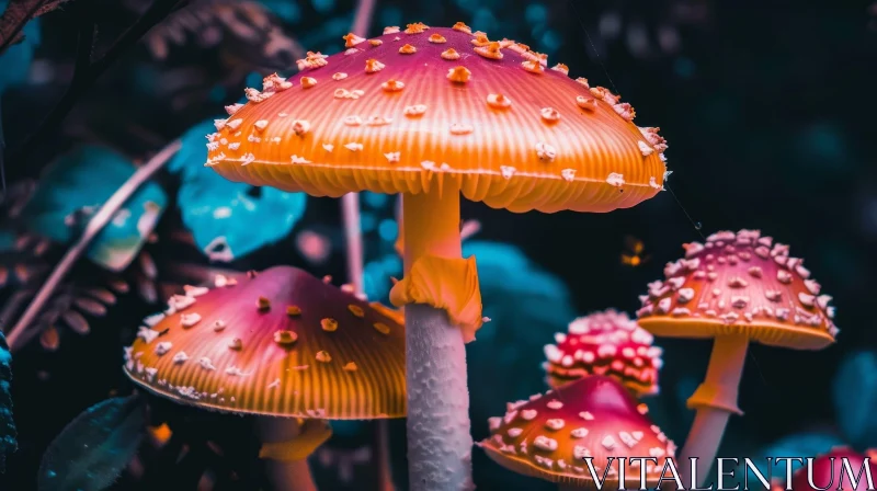 AI ART Enchanting Mushroom Cluster in Forest Setting