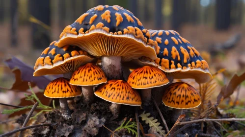 Enchanting Mushroom Cluster in Forest Setting