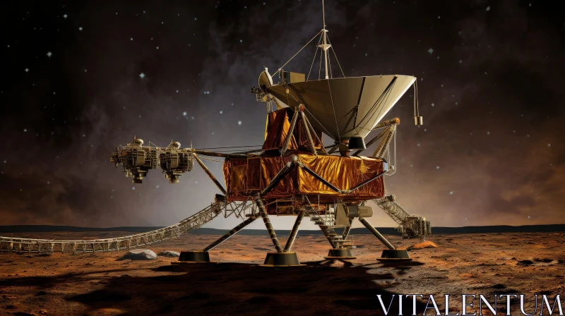 AI ART Golden Lander on Mars: Starry Sky Exploration