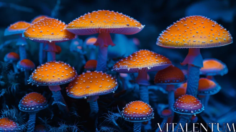 AI ART Orange Glowing Mushroom Group