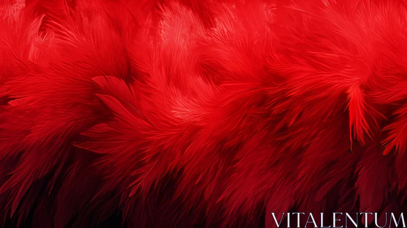 Red Fluffy Feathers Background AI Image
