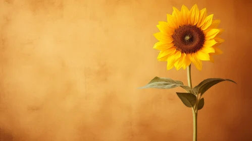 Sunflower Bloom on Brown Background