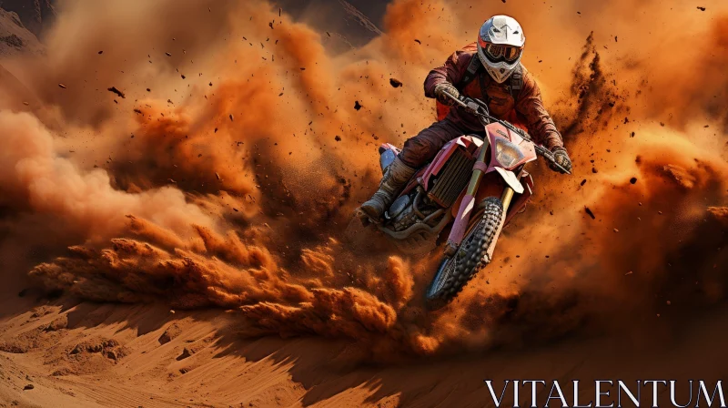Thrilling Dirt Bike Racing in Sandy Desert AI Image