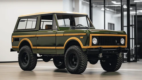 1970 Ford Bronco with Varying Wood Grains in Dark Indigo and Light Green