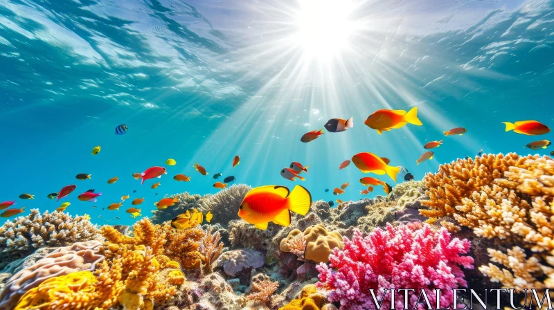 AI ART Enchanting Underwater Coral Reef with Colorful Fish and Clear Blue Waters