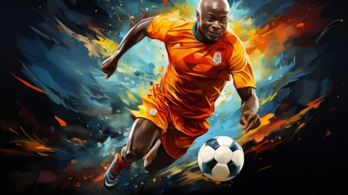 Intense Soccer Player Painting