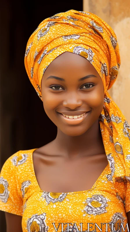 Joyful African Woman in Traditional Attire AI Image