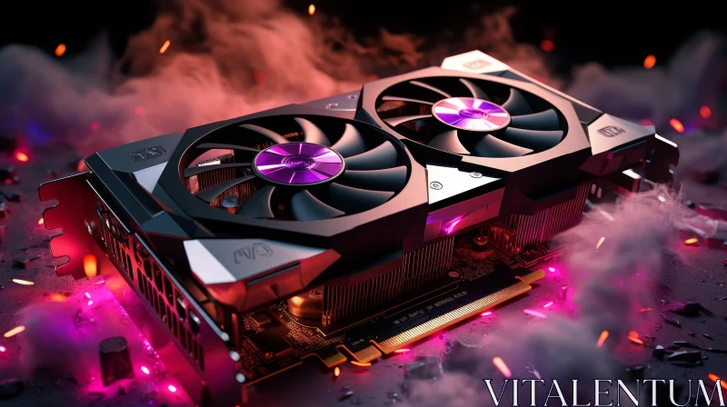 Modern Graphics Card with Glowing Fans AI Image