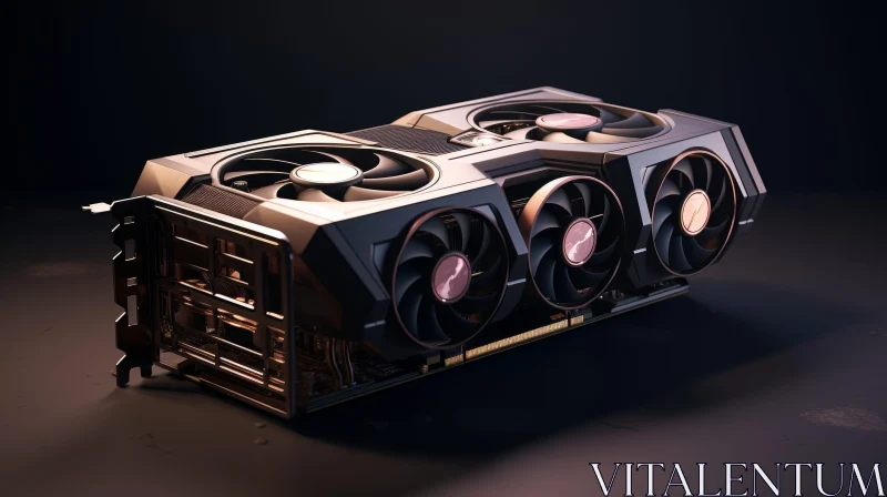 Modern Graphics Card with Three Cooling Fans AI Image