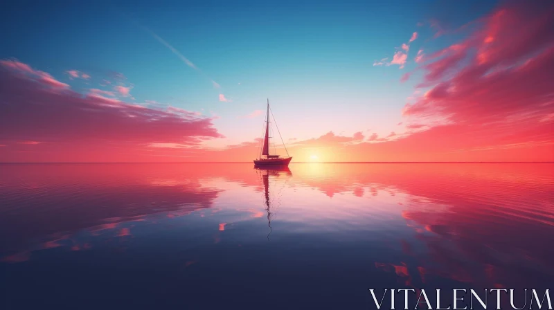 AI ART Tranquil Sea Sunset - Serene Landscape
