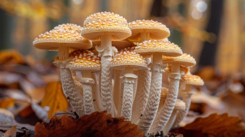 Yellow Cap Mushrooms in Forest