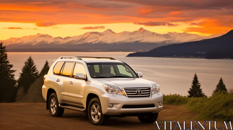 2010 Toyota Land Cruiser near Mountains at Sunset | Ambient Occlusion AI Image