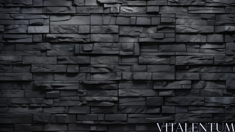 AI ART Black Stone Wall Texture - Background or 3D Model