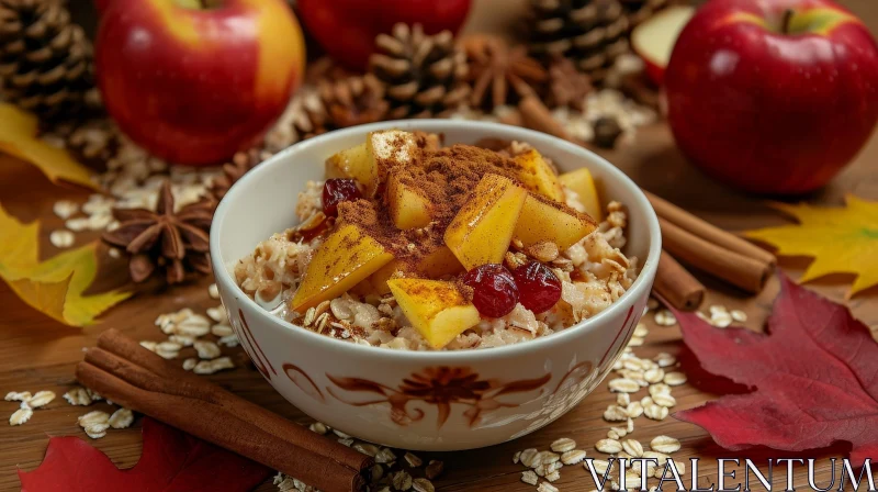 AI ART Delicious Oatmeal with Apples and Cranberries