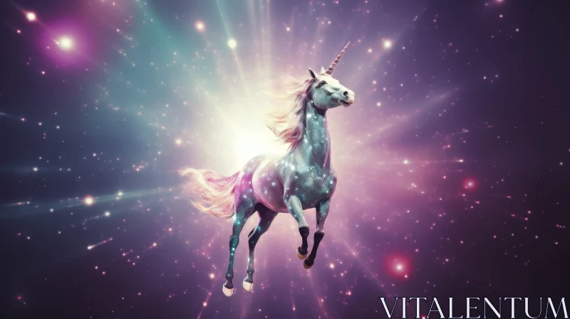 Majestic Unicorn in Starry Night – Fantasy Artwork AI Image