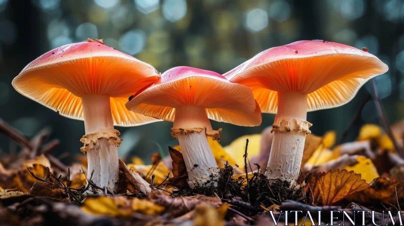 Red Mushroom Trio in Forest AI Image