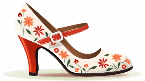 Stylish White High Heel Shoe Illustration