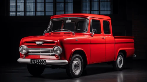 Captivating Red Pickup Truck on Dark Background | Inspired by Folklore