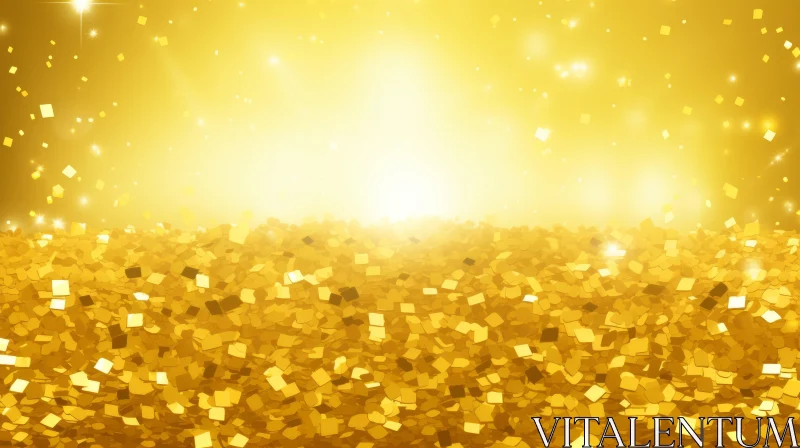 Radiant Golden Background with Sparkling Confetti AI Image