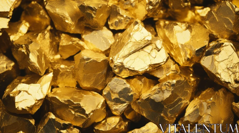Shimmering Gold Nuggets on Dark Background AI Image