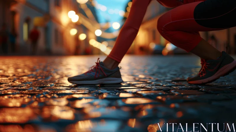 Urban Woman Legs Running Shoes Image AI Image