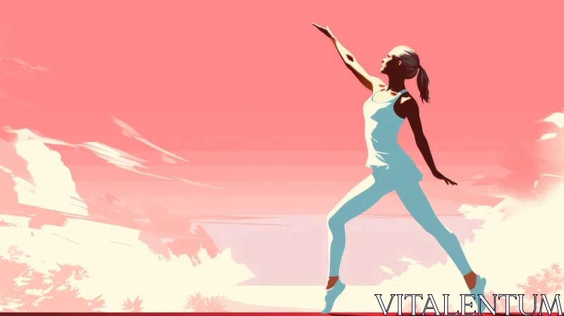AI ART Young Woman Ballet Dancing Vector Illustration