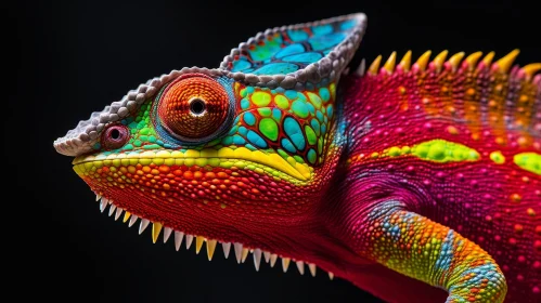 Colorful Chameleon Close-Up Photo
