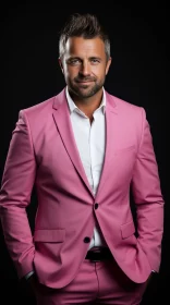 Confident Man Portrait in Pink Suit | Studio Photography