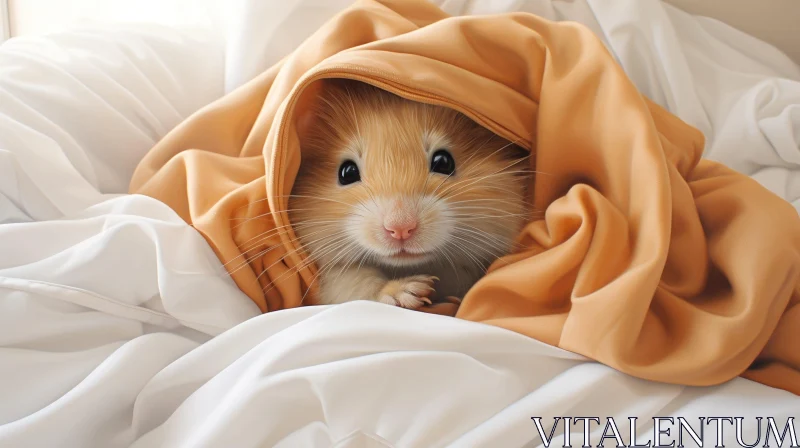 Curious Hamster Peeking from Blanket AI Image